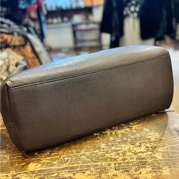 Coach Madison Leather Tote Chocolate Taupe Brown Purple Lining - Picture 8 of 9